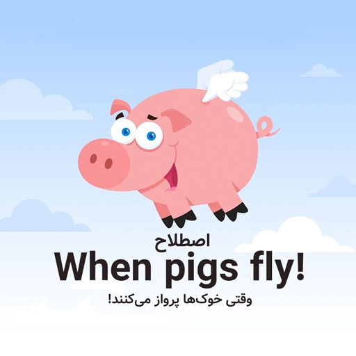 wordy - آموزش زبان انگلیسی با بازی - اصطلاح When pigs fly 🐷