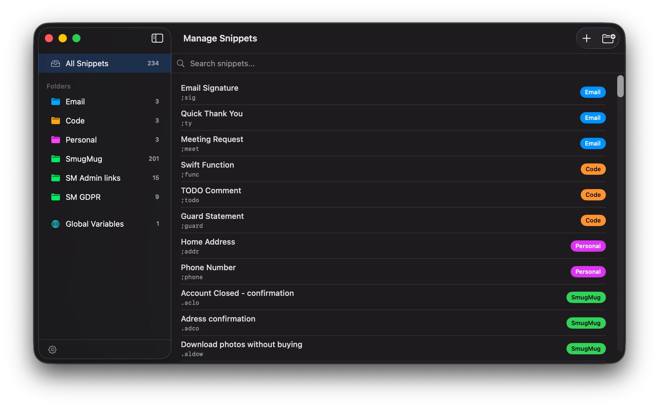 Wordy app in dark mode